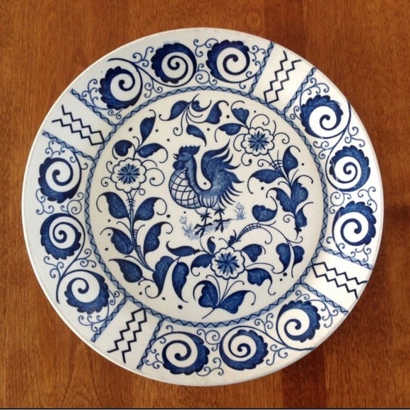 JohnsonBros CHANTICLEER Rooster 10" Dinner Plate Blue Ironstone Queen Elizabeth - Picture 1 of 2